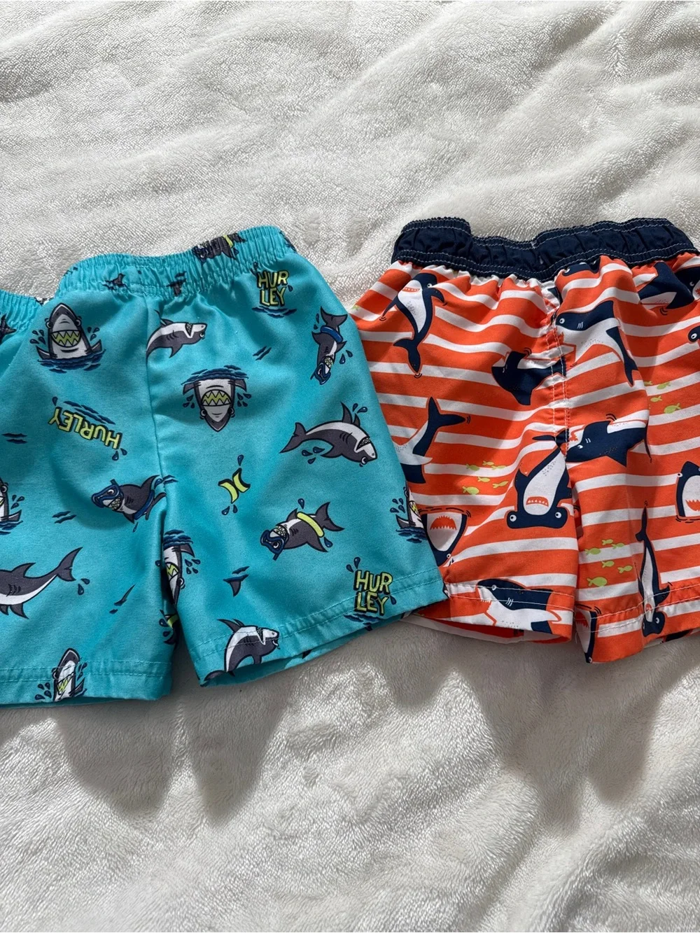 Toddler Boy Swim Trunk Bundle | Size 24M & 2T | Hurley & Wippette Sharks